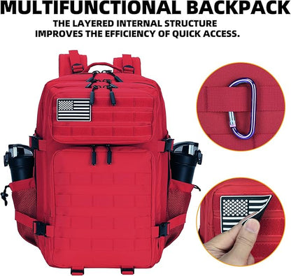 45L Tactical Assault Backpack 3 day assault pack with Molle Waterproof backpack Rucksack for Tactical Backpacks (Red)
