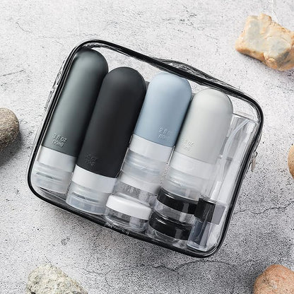 16 Pack Travel Bottles Set - TSA Approved Leak Proof Silicone Squeezable Containers for Toiletries, Conditioner, Shampoo, Lotion & Body Wash Accessories (Black)