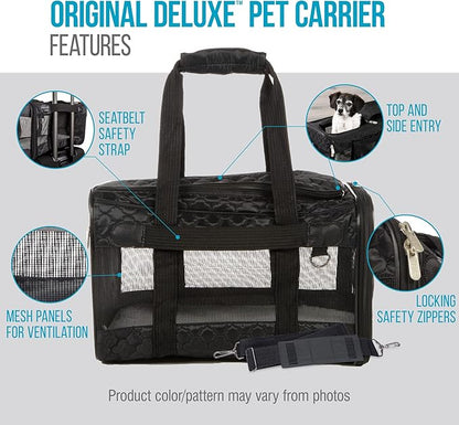 Sherpa Original Deluxe Travel Pet Carrier, Airline Approved & Guaranteed On Board - Black Lattice, Medium