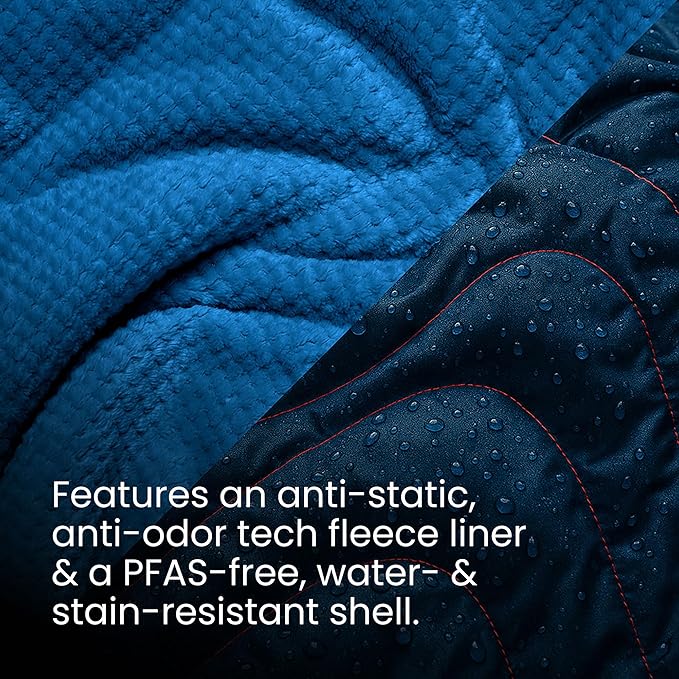 Rumpl Fleece Puffy Blanket with Fleece Liner and Weather Resistant Shell, 2-Person, Deepwater