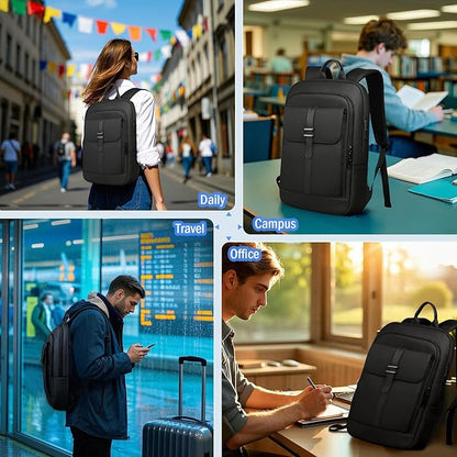 hk Slim Laptop Backpack, 15.6 Inch Anti-Theft Waterproof Bag for Men & Women, Lightweight Computer Backpack for Daily Commute, Work, College, or Travel, 16.5 * 11.8 * 2.8 in, 1.6 lbs