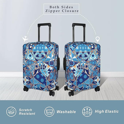 Explore Land Travel Luggage Cover Suitcase Protector Fits 18-22 Inch Case (Portuguese tiles, S)