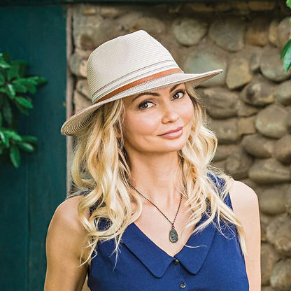 Wallaroo Women’s Kristy Fedora– UPF 50+ UV Protection | Wide Brim, Packable & Adjustable |Petite or Medium