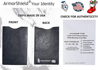 Semper Paratus Gear RFID Blocking Credit Card Sleeves Protectors TYVEK 100% MADE IN USA - For Travel wallet, pocket or purse. Safeguard against identity theft (GRAY-5PACK)