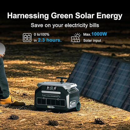 IEE 2400W/2048Wh Solar power station With 400W Solar Panel,P2400 Solar Generator(5000W Peak),1800W Super Fast Charging,APP Control Emergency Power Station for Home, Camping, Power Outages