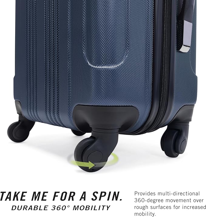 Kenneth Cole REACTION Out of Bounds Lightweight Hardshell 4-Wheel Spinner Luggage, Naval, 20-Inch Carry On