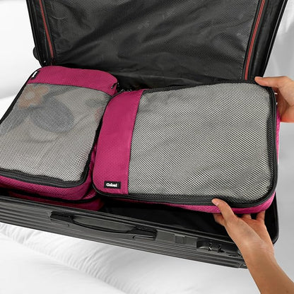 Packing Cubes for Travel Essentials,4 Set Packing Cubes for Suitcases,Lightweight Mesh Luggage Organizer Bag,Pink