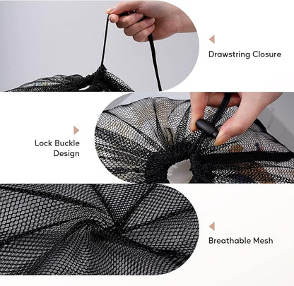 Meowoo Large Mesh Laundry Bag, 27×36inch Heavy Duty Mesh Laundry Bags Drawstring Lockable, Laundry Hamper Liner, Machine Washable, for Travel,Storage, Sports Factories, Dorms, Black 1pcs