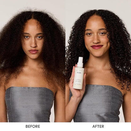 OUAI Full Size Leave In Conditioner & Deluxe Size Wave Spray Bundle - Hair Styling Products for Frizz Control, Volume, Texture & Added Shine (2 Count)