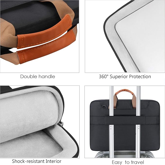 Lacdo 360° Protective Laptop Shoulder Bag, 14 inch Laptop Sleeve Bag for 14 inch New MacBook Pro M5/M4/M3/M2/M1 Chips Pro Max A3434 A3112 A3401 A3185 A2918 A2992 2025-2021 Computer Messenger Bag,Black
