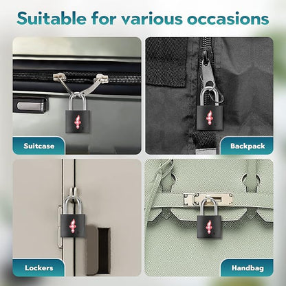4 Pack Neon Square TSA Approved Luggage Locks with Key for Suitcase Carry On Backpack Laptop Bag Travel Accessories