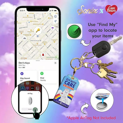 Sonix Keychain Case Compatible with Apple AirTag | Protective AirTag Cover Keychain Charm | Fly with Care | Care Bears Air
