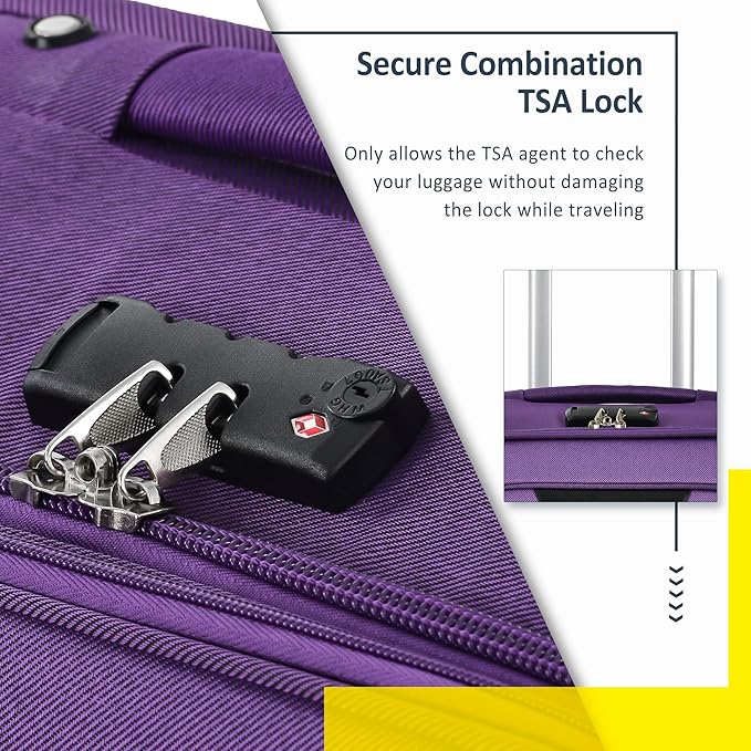 Luggage Sets 3 Piece Softside Expandable Lightweight Durable Softshell Suitcase Sets Spinner Wheels TSA Lock