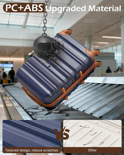 LONG VACATION Carry On Luggage Sets 3 Piece 20 Inch Suitcase Set, ABS+PC Hardshell Lightweight Travel Luggage with Spinner Wheels & YKK Zipper TSA Lock (NAVY, 20 Inch)
