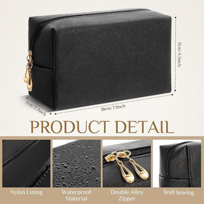Cunno 100 Pcs Makeup Bags Bulk PU Leather Cosmetic Pouch Christmas Small Pouch Bag DIY Toiletry Bags Preppy Aesthetic Travel Storage Organizer for Women Travel Christmas Party Gift(Black)