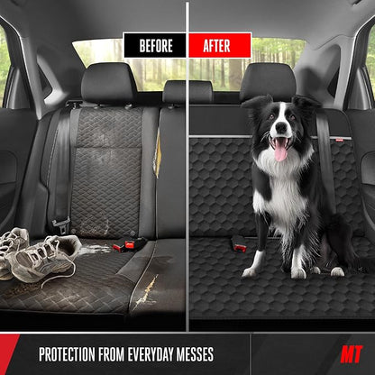 Motor Trend Dog Car Seat Cover for Back Seat - Waterproof Non-Slip Scratch-Resistant Back Seat Pet Cover for Dogs - Universal Fit Dog Accessories for Cars, Trucks, SUV, & Vans - Black