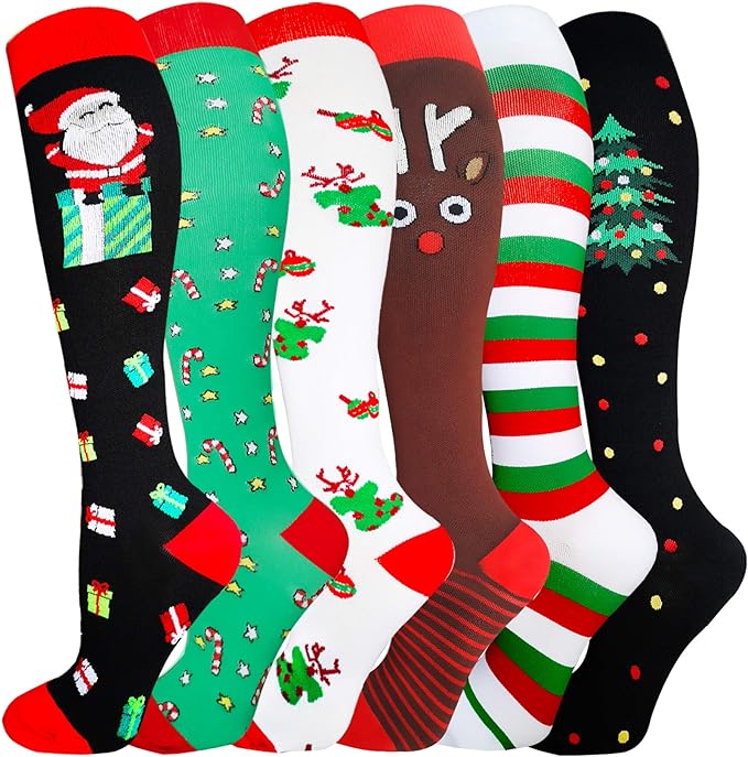 Graduated Compression Socks for Women&Men 20-30mmhg Knee High Socks Travel Hiking Running Stocking