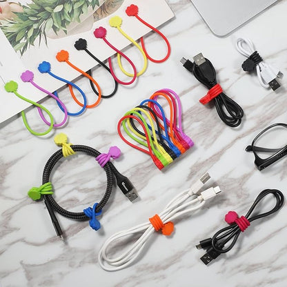 SOOOEC Magnetic Cable Ties, 24 Pack 7.2" Magnetic Cord Organizer Cute Cloud Design, Reusable Silicone Twist Ties with Strong Magnet for Bundling and Cable Management, Fridge Magnets, Assorted Colors.