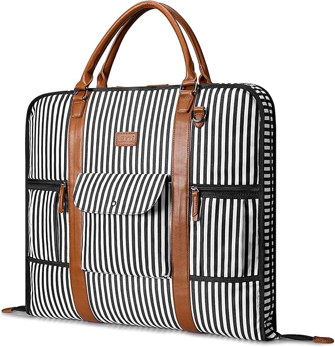S-ZONE Carry on Garment Bag for Business Travel Canvas Leather Men Suit Cover