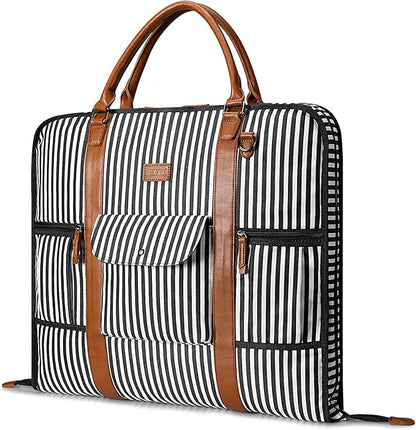 S-ZONE Carry on Garment Bag for Business Travel Canvas Leather Men Suit Cover