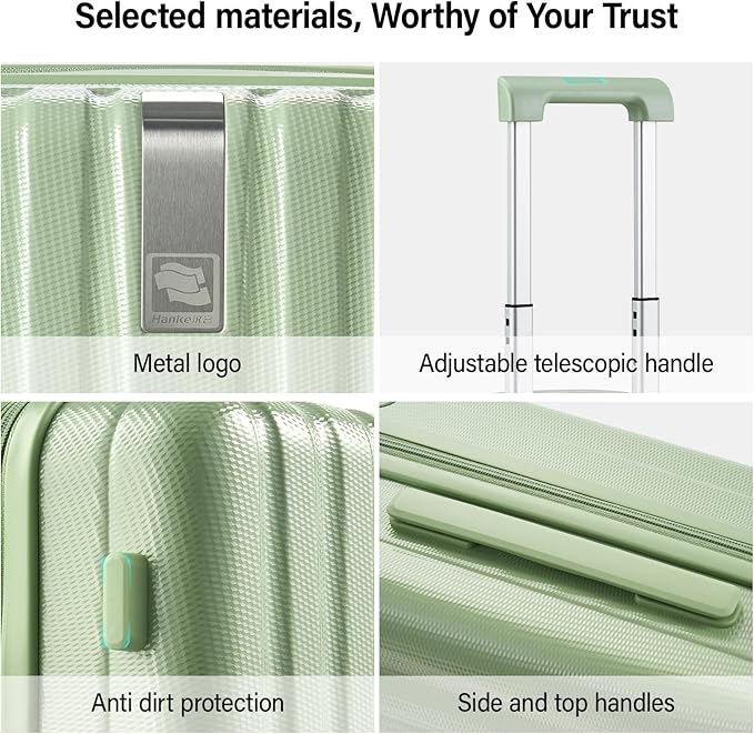 Hanke Hardshell Luggage Sets 2 Piece Extra Large Suitcases with Lock,28 Inch Luggage with Spinner Wheels, Travel Suitcase for Women Men 20 29Inch,Bamboo Green