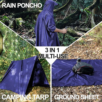 salamra Hooded Rain Poncho Waterproof Raincoat Jacket for Men/Women/Adults with Pocket