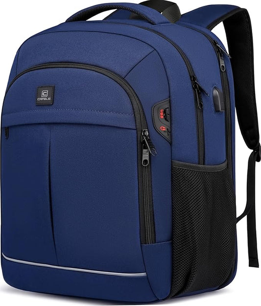 CAFELE 17.3 Inch Laptop Backpack with USB Charging Port, TSA-Friendly & Water-Resistant College Bookbag for Men and Women (Blue)