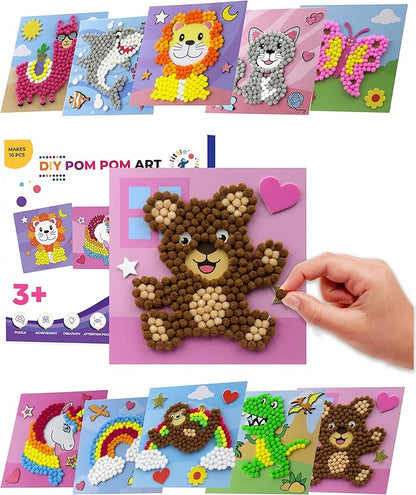 Little Jupiter DIY Pom Pom Art - Makes 10 Art Pieces -Boy & Girl Crafts for Kids Age 3-5 - for Toddlers and Small Kids - Craft Activities - Arts and Crafts (Set3)