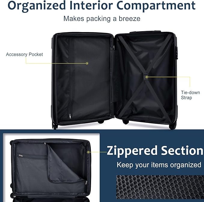 20in Carry On Luggage Hardshell Suitcase with Spinner Wheels Lightweight Lugagge Design Waterproof Durable for Travel (Blue)