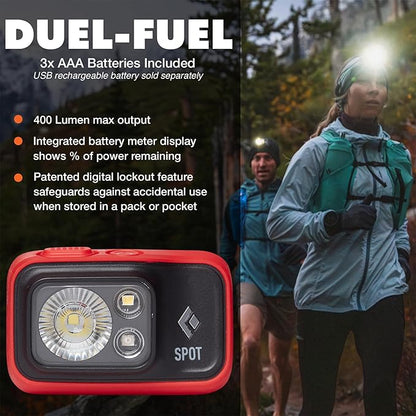 BLACK DIAMOND Spot 400 Headlamp | 400 Lumens Brightness, Dimmable | Waterproof & Durable | 3X AAA Battery Operated (Included) | Octane