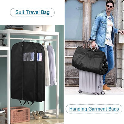 KIMBORA 43" Suit Bags for Closet Storage and Travel, Gusseted Hanging Garment Bags for Men Suit Cover With Handles for Clothes, Coats, Jackets, Shirts（3 Packs）