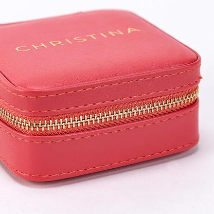 Angelina's Palace Personalized Jewelry Case with Name Engraved,Custom Leather Travel Jewelry Organizer Box for Rings,Earrings,Necklaces,Birthday Bridesmaid Gift For Women