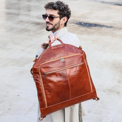 Leather Garment Bag Suit Carrier Slim Carry-on Garment Dress Protection Bag