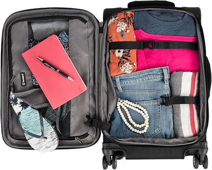 Travelpro Tourlite Softside 2-Piece Set, Expandable Luggage, 4 Spinner Wheels, Lightweight Suitcase, 21" Carry-On, 25" Checked Medium, Black