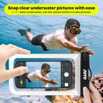 JOTO Up to 7" Universal Waterproof Phone Case for iPhone 17 Air 16 15 14 13 12 11 Plus Pro Max, IPX8 Cellphone Dry Bag XR X SE, Galaxy S23 S22 S21 S20+ S20 S10 Plus Note, Pixel -Clear