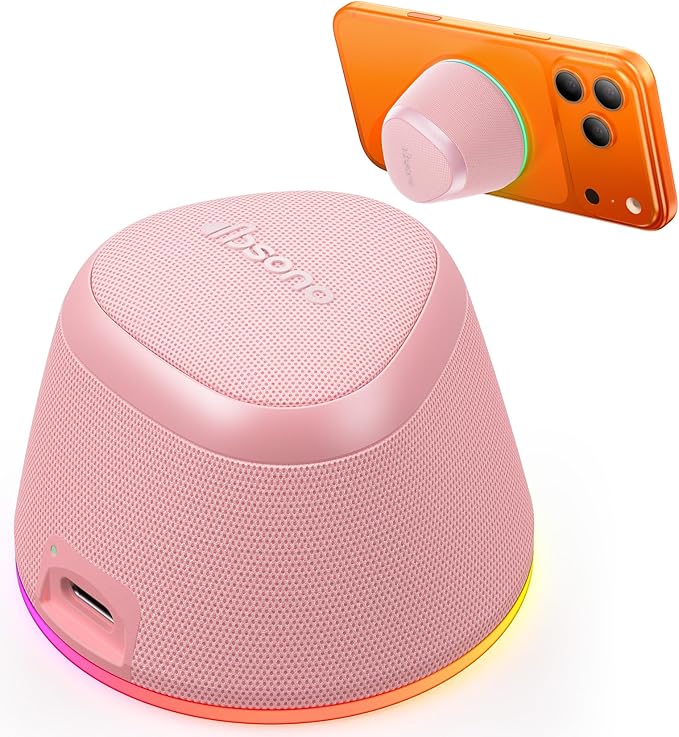 Portable Speaker Stocking Stuffers Teens: White Elephant Gifts for Adults Men Women, Loud Bluetooth Speakers Phone Accessories Stand, Birthday Christmas Ideas Gift Boy Girl Trendy Stuff-Rose Pink