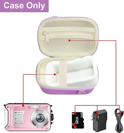 Leayjeen Underwater Camera Case Compatible with YISENCE/Trsunow/HICSHON/Yifecial/QUNVAL 11FT Waterproof Camera，Selfie Underwater Camera, Waterproof Floatable Digital Camera- Purple(Case)