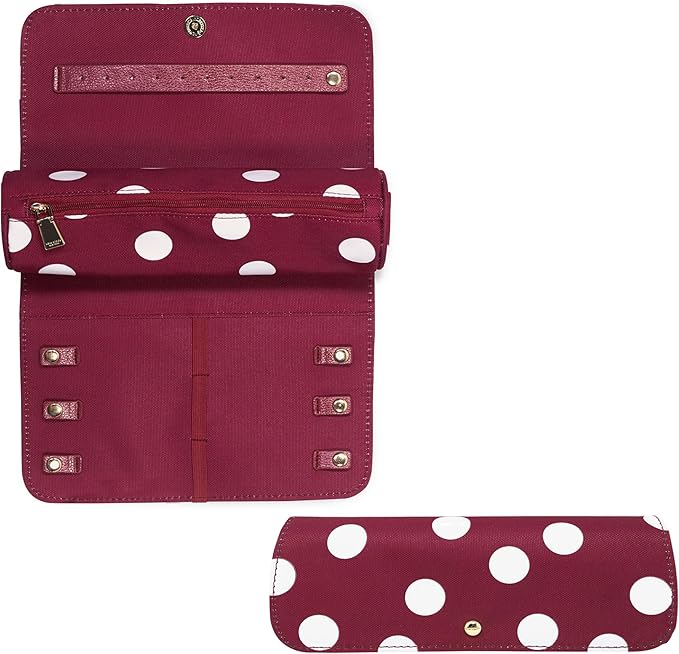 kate spade new york Travel Jewelry Case Organizer, Fabric Jewelry Box for Women, Cute Jewelry Organizer Holds Necklaces, Rings, Bracelets, Small Jewelry Roll (Julie Dot)