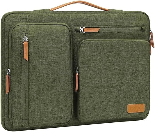 MOSISO 360 Protective Laptop Case 14 inch, 14 inch Laptop Sleeve Compatible with HP Lenovo Dell ASUS Acer, HP, Dell Latitude, Lenovo, Side Open Carrying Case with 4 Zipper Pockets&Handle, Olive Green