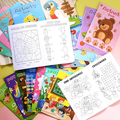 BenLouis 24 pcs Mini Activity Books for Kids ages 4-8-12 Small Activity Books Party Favors Bulk Mazes Coloring and More for Classroom Travel Birthday Goodie Bag Gift Stuffer(Assorted)