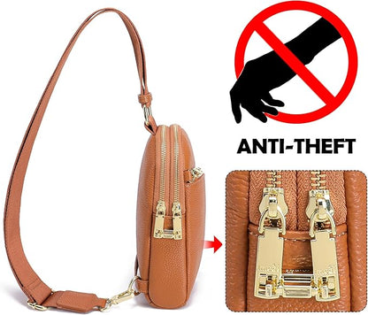 INICAT RFID Blocking Sling Bag,Anti Theft Crossbody Bags for Women,Travel Gifts Cross Body Purses Vegan Leather