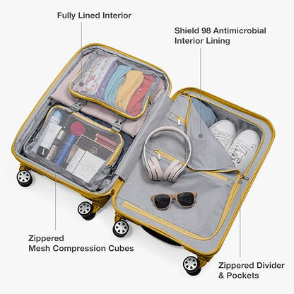 Traveler's Choice Pagosa Indestructible Hardshell Expandable Spinner Luggage, Yellow, 22-Inch Carry-on