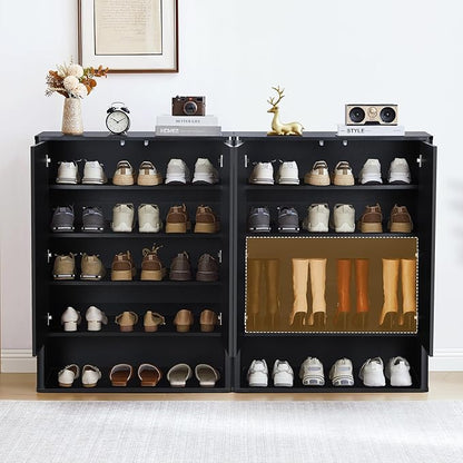 40.94'' Tall and Large Shoe Storage Cabinet with Doors and Adjustable Shelves, 5-Tier Modern Shoe Rack Cabinet Storage for Entryway, Entrance, Hallway, Living Room - Black