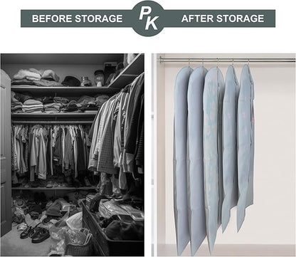 50" Dress Bag with Clear Window - Clothes Cover for Hanging - Foldable Long Garment Bags for Travel and Storage - 24'' x 50''/4 Pack