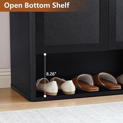 40.94'' Tall and Large Shoe Storage Cabinet with Doors and Adjustable Shelves, 5-Tier Modern Shoe Rack Cabinet Storage for Entryway, Entrance, Hallway, Living Room - Black