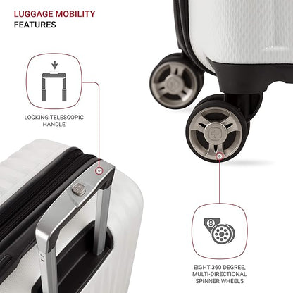 SwissGear 7272 Energie Expandable Hardside Luggage with Spinner Wheels and TSA Lock, White, 2-Piece Set (19/27)