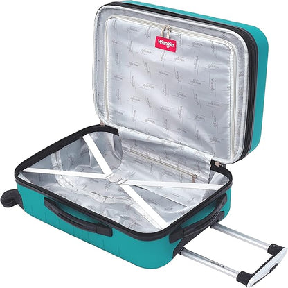 Wrangler Smart Luggage Set with Cup Holder and USB Port, Teal, 2 Piece