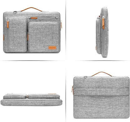 MOSISO 360 Protective Laptop Shoulder Bag,15 inch Computer Bag Compatible with MacBook Air M4 M3 M2/Pro A1990 A1707, Dell XPS Plus,Side Open Messenger Bag with 4 Zipper Pockets&Handle, Gray
