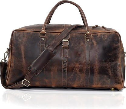 Leather Duffle bag Travel Weekender Bag Carry on Overnight Bag Gym Sports Duffel bag Luggage Bag for Men and Women
