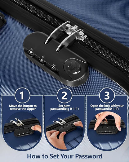 11 Piece Travel Luggage Sets(20″24″28″32″), 4 Piece Hardshell Suitcase with Wheels, 20inch Carry on Luggage, 24inch 28inch 32inch Checked Luggage with 7PC Packing Bags